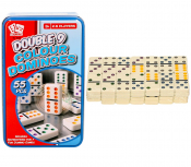 Double 9 Coloured Dominoes in Tin