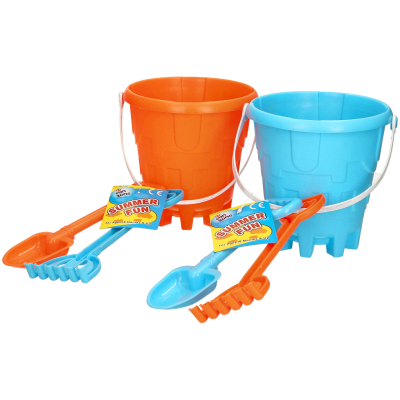 Castle Bucket 15cm with Rake & Spade