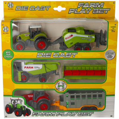 Diecast Farm Tractor & Trailer Set (2 asstd)