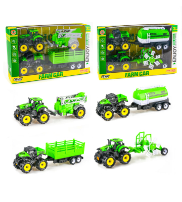 Farm Tractor & Quad with Trailer 4pcs Set