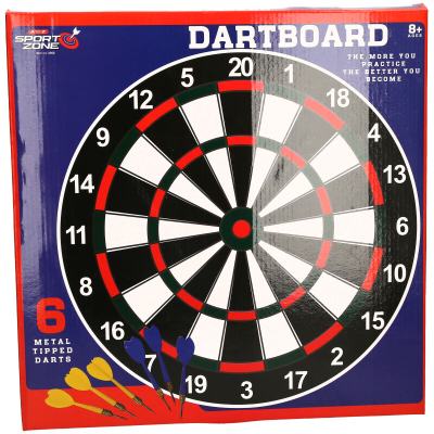Traditional Dartboard 38cm with 6 Metal Darts