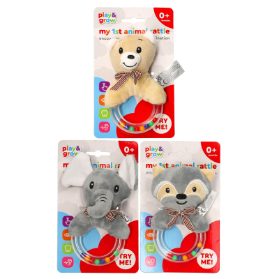 Soft Animal Bead Rattle (3 asstd)