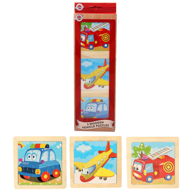 Wooden Vehicle Puzzle 3pcs