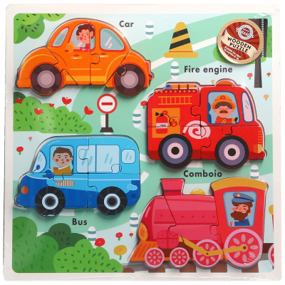 Wooden Chunky Vehicle Puzzle 4pcs