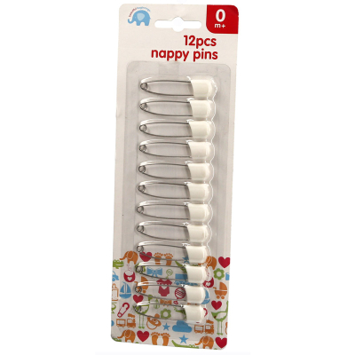 White Nappy Pins 12pcs